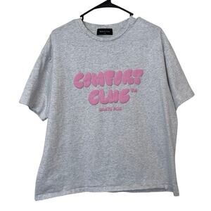 White Fox Boutique Comfort Club Oversized Tee Mist Size L/XL Puff Print Graphic